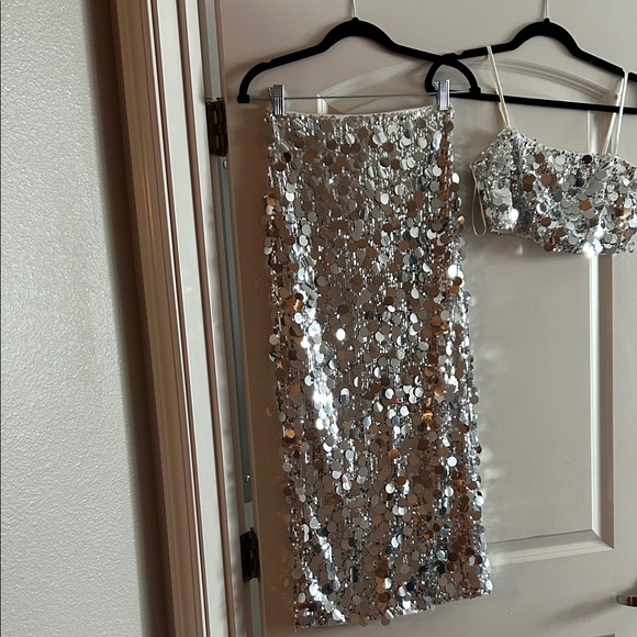 Bailey Rose Other - Shimmering Silver Sequin Crop Top